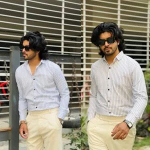 2 PC Old money Shirt combo (Light Blue Stripe+ Mature Bamboo Stripe)